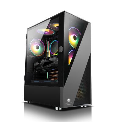 China With Side Panel Window JNP Three Section Panel Design Desktop Computer Case Rotated Sideboard Game RGB Case for sale