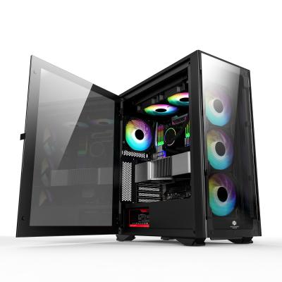 China With side panel window glass iron top panel roating net desktop pc case gaming chassis for sale