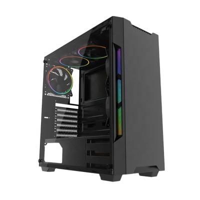 China Custom Computer Desk Case Cabinet RGB PC Case EATX ATX Mid Tower Gaming Case with RGB Flowing Belt for sale