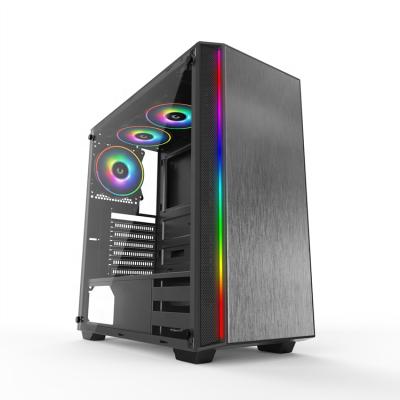 China With Side Panel Window Game ATX Computer+Cases Game Case With RGB LED Light Strip Belt On Panel PC Case Game for sale