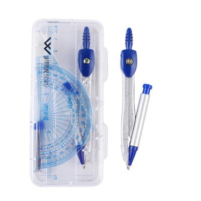 China Wholesale Office School Cartoon Compass Boxed Student Ruler Set 7 Piece Compass Ruler Set Geometric Drawing Tool for sale