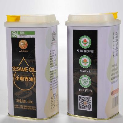 China 650ml Season Sesame Oil Stone Mill Process Small Sesame Oil Organic Black Traditional Milled Sesame Oil for sale