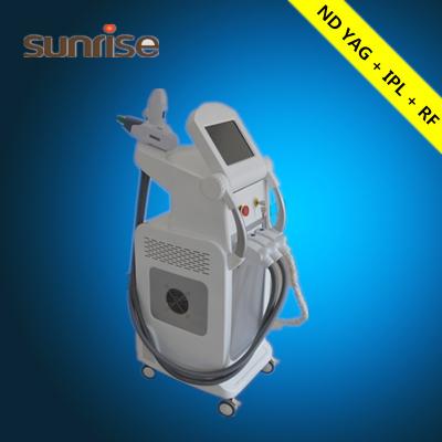 China 2016 newest 3 in 1 vertical nd yag laser / opt / e light / ipl / rf / laser tattoo removal multifunction beauty machine for sale