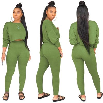 China Anti-Wrinkle Anti-Wrinkle Streetwear Crop Top And Waist Top And Waist Jogger Sexy Solid 2 Pieces Sets Sexy Womens Clothing for sale