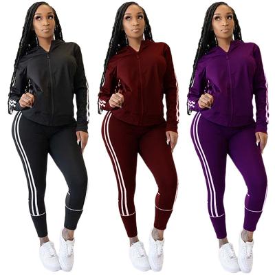 China Breathable Breathable Cheap Slim Fit Sports Wear Vertical Stripe Zipper Women Tracksuit for sale