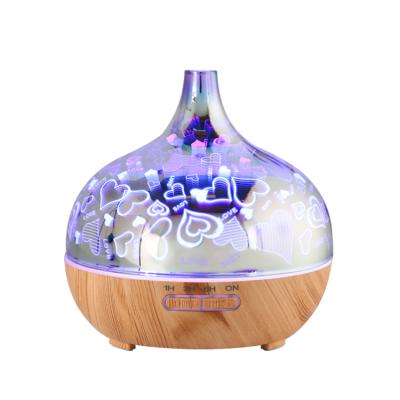 China Hotel Service 3d Maid Ultrasonic Aroma Diffuser Essential Oil Glass Fancy Lamp With Lights for sale