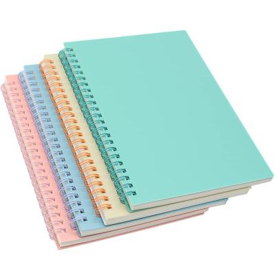 China Cheap Bulk Spiral Notebook Printed 4 Pieces A5 4 Colors 80 Hardcover 7mm Thick Plastic University Horizontal Lines Covers Note Diary for sale