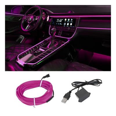 China Car Automobile LED Light Ambient Strip EL Wire Cold Light Car LED Auto Interior Flexible Neon Decoration RGB Car Light Ambient Strip for sale