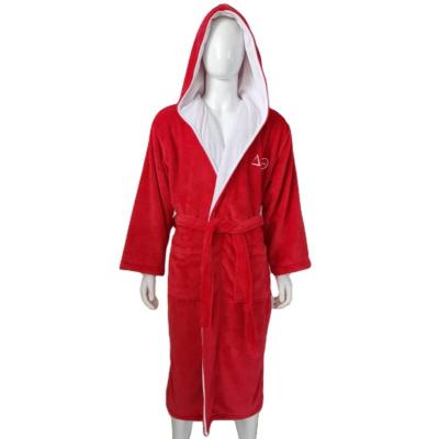 China Wholesale Winter Breathable Luxury Soft Red Warm Robe Fleece Flannel Sexy Sleepwear For Women Men Bathrobes Spa Hotel Robe for sale