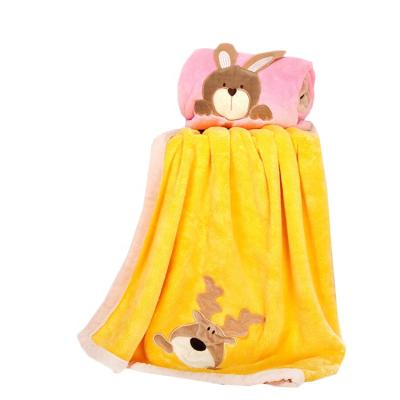 China Newborn Baby Blanket Embroidery Animal Safe For Baby Kids Receiving Blanket for sale