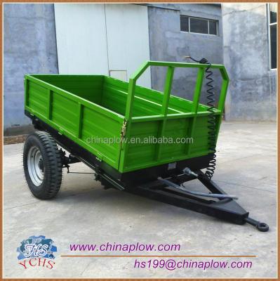 China Small Farm Tractor Trailer 2 Wheels Hydraulic System Trailer Single Axle Trailer for sale