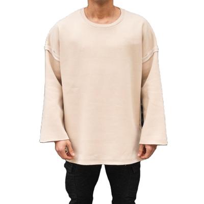 China Oversized Sleeved Anti-Wrinkle Long Sleeve Sweatshirt Men's Oversized Long Sleeve Custom Sweatshirt With Side Zipper for sale