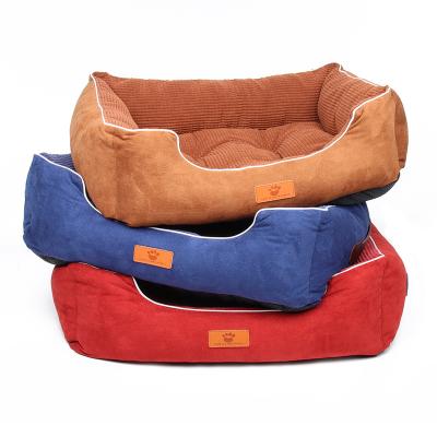 China Guantai Spring House Viable Special Use Beds For Pet Suede Fabric Soft Square Non-Slip Dog Pet Beds for sale