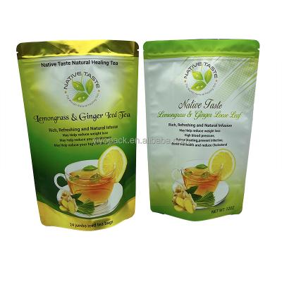 China Recyclable high quality digital printing aluminum foil tea bags/laminated stand up zipper bag for tea bag/tea packaging for sale