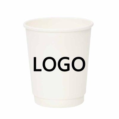 China Biodegradable Custom LOGO Printing Double Wall Paper Coffee Mug With Lid 8oz Container for sale