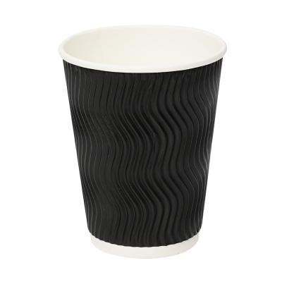 China Ripple Disposable Wallpaper Cups For Hot Drink With PS Lids for sale