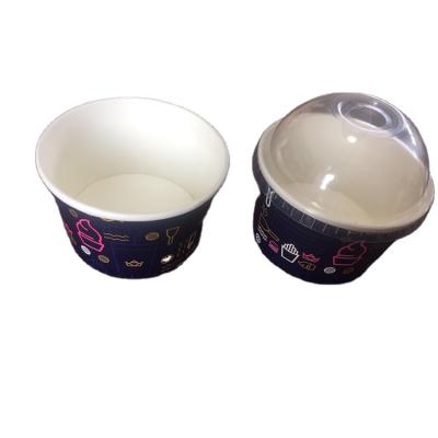 China Disposable PE Coated Ice Cream High Quality Paper Cup Lid Soup Bowl Disposable Paper Cups With Lids Ice Cream Packaging for sale