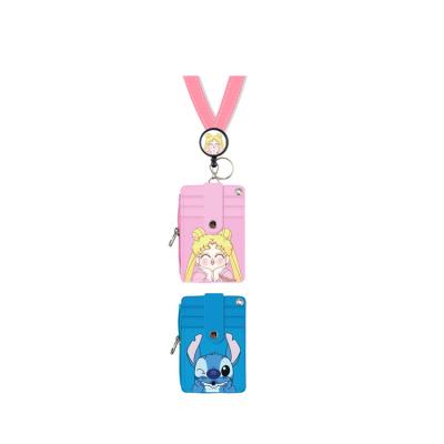 China Fashion Student Neck Stitch Cartoon Card Holder Campus Card Holder Retractable Hanging Retractable Card Holder for sale