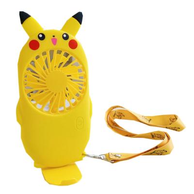 China Mini Pikachu Fan Lazy Hanging Casual Handheld Fan Mini Cartoon Fan Cute Student USB Portable Handheld Fan for sale