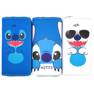 China PU Cute Men's Girl's Waterproof Cartoon Stitch Zipper Around Dot Teenager Wallet Flat Hinge Wallets for sale