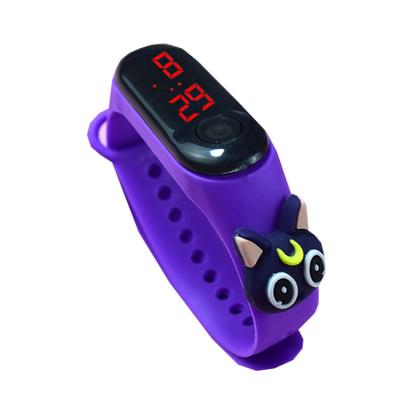 China Cute Little Mickey Mouse Three Button Day/Date Doll Led Wristwatch Black Blue Purple Sports Watch for sale