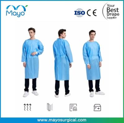 China Disposable Protective Apparel MAYO ISOLATION GOWN 40G PP BLUE Te koop