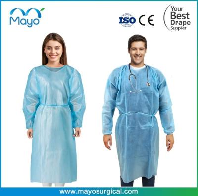 China PPE Disposable Isolation Gowns Blue Level 2 SMS 40gsm Non Woven Material For Dental Medical Use Te koop