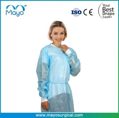 China Dental Clinic PP+PE Disposable Isolation Gown AAMI Long Sleeve & Elastic Cuff Te koop