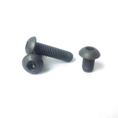 China High Quality High Quality Grade 10.9 Hexagon Oxide Carbon Steel Round Head Socket Bolt Black Pan Bolt for sale