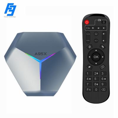 China 2021 New Arrival A95X F4 RGB Light TV Box Android 11.0 2GB/16GB Dual WiFi AV1 Decoding Android Box With IR Remote Control for sale