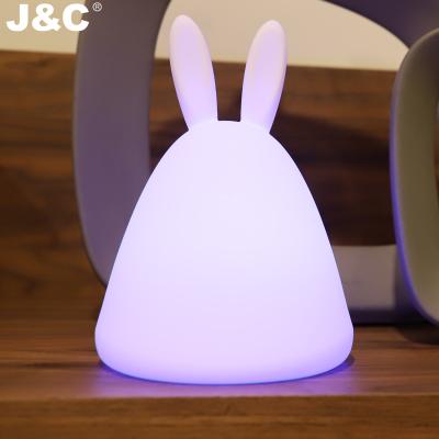 China Cute J&C Kids Light Up - Standing Rabbit Silicone Night Light RGB Color Rechargeable or Battery Version for sale