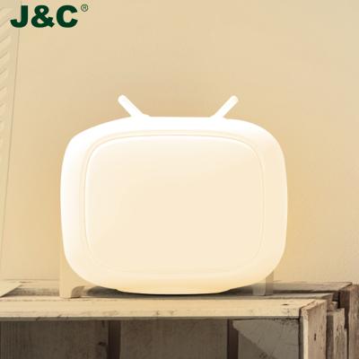 China J&C cute kids light up - rechargeable TV shape silicone night light RGB color or battery version cute LED night light for sale