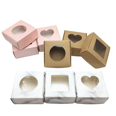 China Handmade Custom Made Fancy Kraft Paper Soap Box Packaging With Window Customized Logo Printing for sale