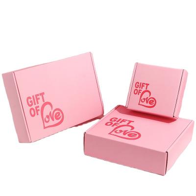 China Handmade Custom Logo Pink Corrugated Mailer Cardboard Paper Packaging Mailing Postal Mailer for sale