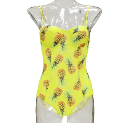 China Breathable Custom Sexy One Piece Swimsuit Custom Logo Banana Printing Comfortable Yellow Swimwear for sale