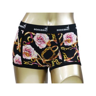 China Breathable Wholesale Ladies Panties Black Cotton Printed Womens Underwear Boxer Briefs for sale