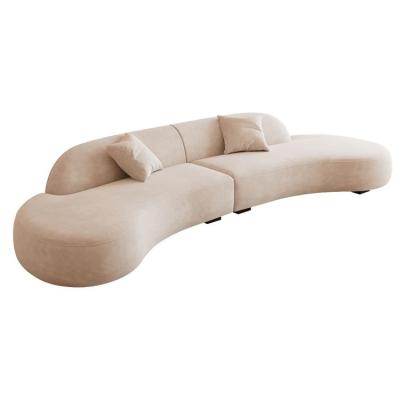 China Sofa Bed Semicircle Curved Sofa Living Room Modern Abrasive Fabric Lamb Cashmere Emulsion Sponge Sectional Sofa for sale