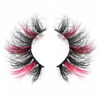 China Colorful Most Popular Colorful Stripe Faux Mink Eyelashes 25MM Full Glitter Mink Eyelash for sale