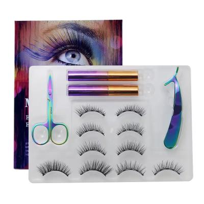 China 3D Eyelashes Kit With Magnetic Long Eyelove False Eyelash Factory Natural Magnetic Eyeliner Hot Sale 5 Magnets for sale