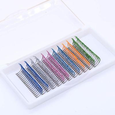 China Glitter Colors Mix Wholesale Best Quality Silk Fiber Colorful Shimmery Eyelashes Hand Made Glitter Lash Extensions Factory Price Private Label for sale