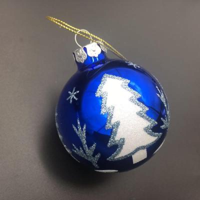 China Glitter Sprayed New Designed 8cm Glass Christmas Ball For Christmas Tree Decoration for sale