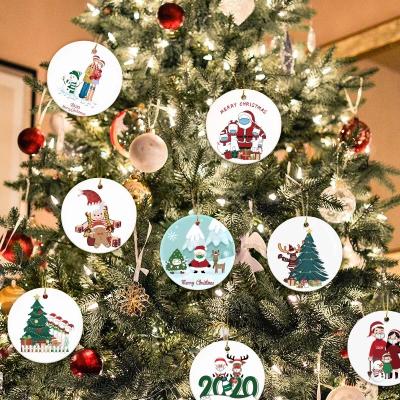 China Festival Home Decoration Christmas Round Shape Double Side Sublimation Acrylic Ornament With String for sale