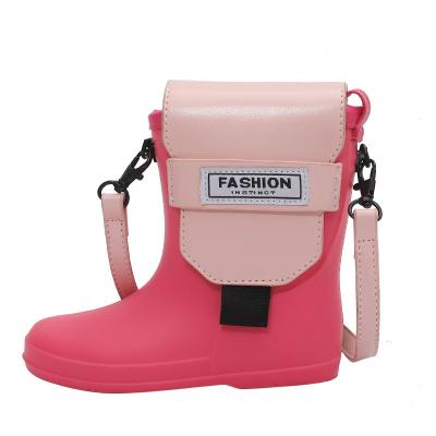 China Cross 2021 - Body Bag Fashion Unique Design PU Color Contrast Ins Bag Rain Boot Funny Hot Funny Bags For Girls for sale