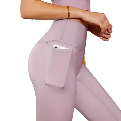 China Breathable Double Side Brushed Yoga Gaiters High Waist Yoga Pants Woman Sports Knitting Slim Fit Bottom Bottom With Pocket for sale