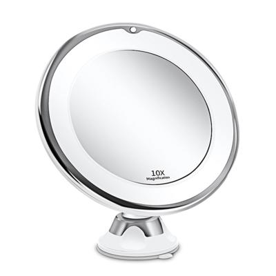 China Wholesale Flexible Magnifying Mirror Lighted Suction 10X LED Lighted Vanity Mirror For Bathroom for sale