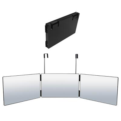 China Hot Selling Personalized Haircut Mirror Triple Self Styling Mirror With Adjustable Heigh Hook For Hairdresser for sale