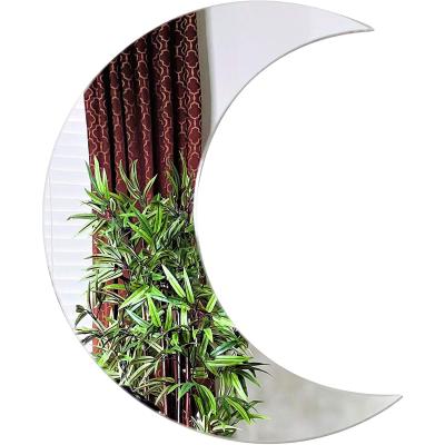 China Fashional Acrylic Decorative Bohemian Mirror Wall Sticker Crescent Moon Boho Makeup Mirror Lighted Cosmetic Girl's Gift With Film for sale