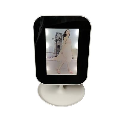 China New Design Lighted Magic Mirror Creative Square Photo Frame For Personal Wedding Family Photo Art Mirror Cosmetic Gift for sale