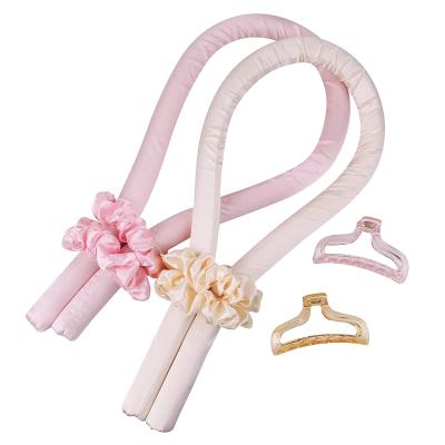 China Soft Upgraded Version Beautiful Curly Hair With Cotton Filler Heatless Hair Curlers For Curling Rod Headband Overnight And Heatless for sale