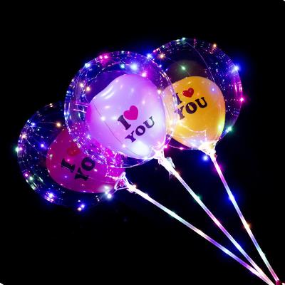 China Party 20 Inch LED Bobo Light Balloon Hand Held Stretchable Transparent Clear Bubble Balloon for sale